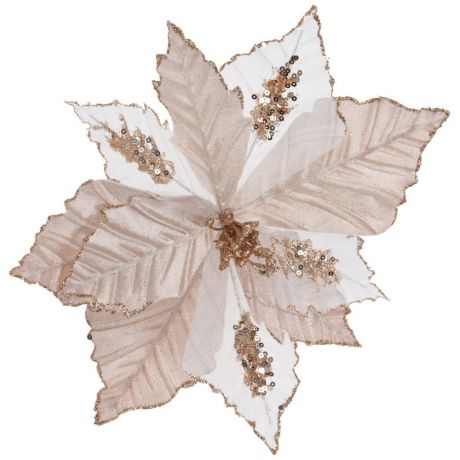 Елочное украшение Koopman цветок на клипсе светло-бежевый 28х5х28 см