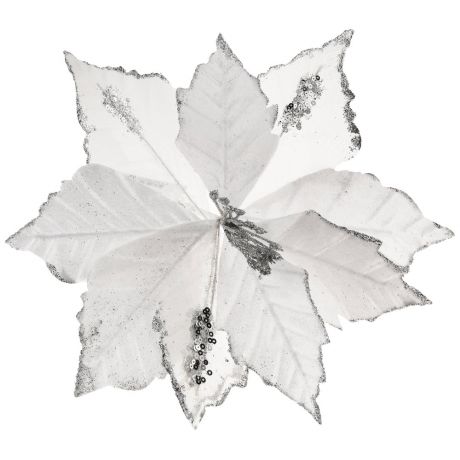 Елочное украшение Koopman цветок на клипсе белый 28х5х28 см