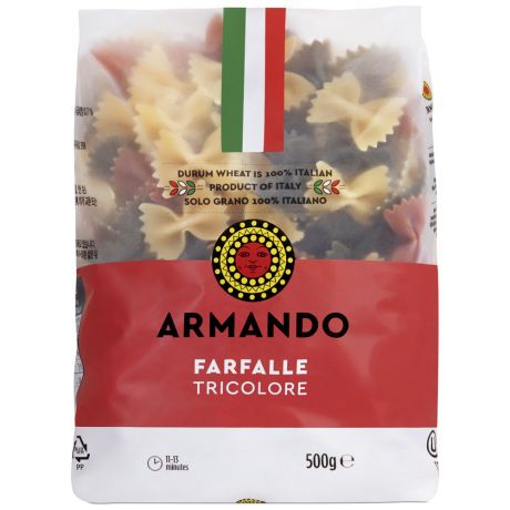 Макароны Armando Фарфалле Триколоры Farfalle Tricori 139 500 г