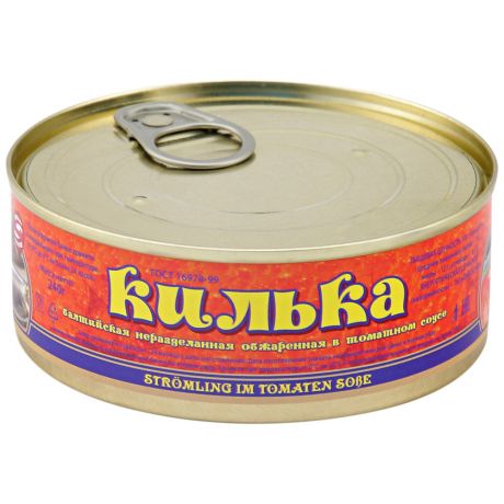 Килька РАСЦВЕТ балтийская обжаренная неразделанная в томатном соусе 240 г