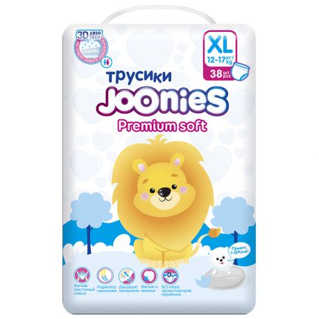 Подгузники-трусики Joonies Premium Soft XL (12-17 кг, 38 штук)