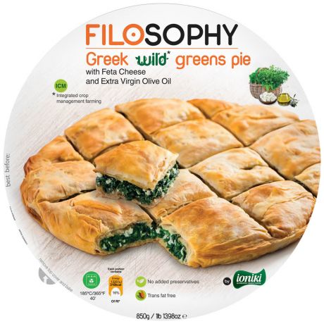 Пирог Ioniki Греческий с дикой зеленью сыром Фета и оливковым маслом замороженный 850 г