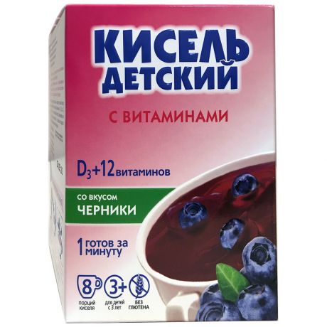 Кисель Витошка для детей с витаминами со вкусом черники 8 штук по 25 г