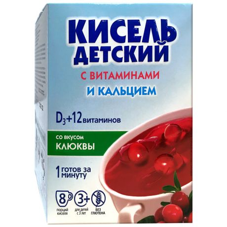 Кисель Витошка для детей с витаминами со вкусом клюквы 8 штук по 25 г