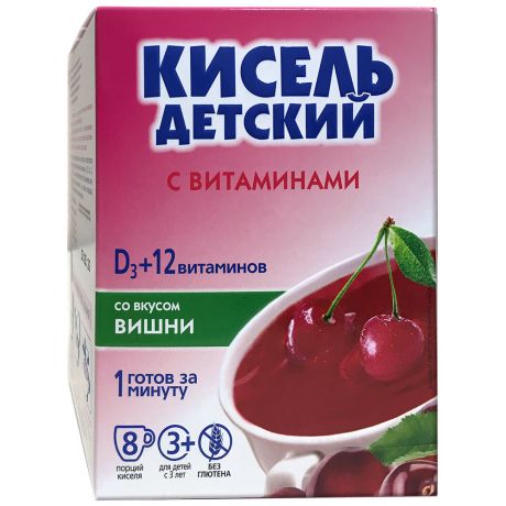 Кисель Витошка для детей с витаминами со вкусом вишни 8 штук по 25 г