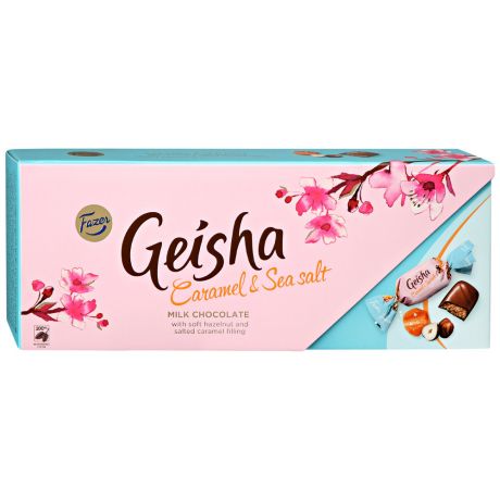 Конфеты Geisha из молочного шоколада с начинкой из тертого ореха со вкусом ириса и с морской солью 270 г