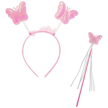 Набор маскарадный Magic Time Бабочка в розовом волшебная палочка и украшение на голову 2x25x38 см