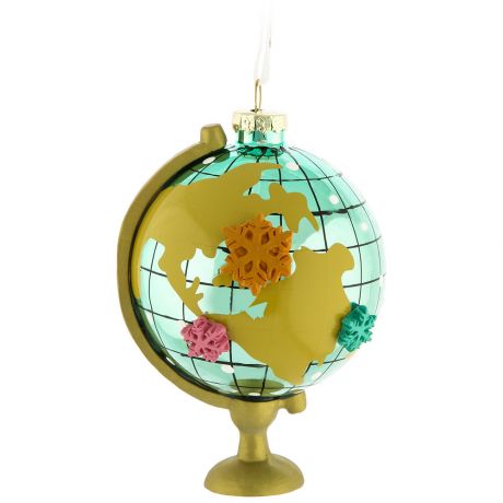 Елочное украшение Magic Time новогоднее подвесное Глобус с декором стекло 8x11.7 см