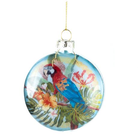Елочное украшение Magic Time новогоднее подвесное Медальон попугай стекло 8 см