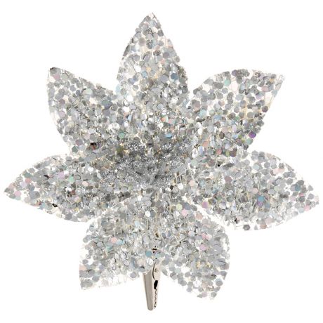 Елочное украшение Magic Time новогоднее Цветок серебро тиснение на клипсе 10x12 см