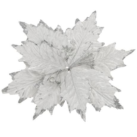 Елочное украшение Magic Time новогоднее Цветок серебро на клипсе 26x28 см