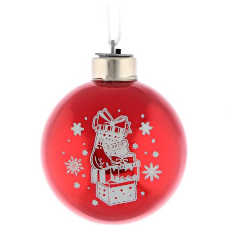 Елочное украшение Magic Time новогоднее подвесное Шар красная снежинка со светодиодной подсветкой стекло 8 см