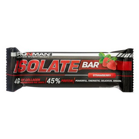 Батончик Ironman протеиновый Isolate Bar со вкусом клубники в тёмной глазури 50 г