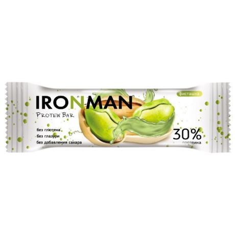 Батончик Ironman протеиновый 30% Protein Bar со вкусом фисташки 50 г
