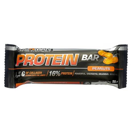 Батончик Ironman протеиновый Protein Bar с коллагеном со вкусом орехов в тёмная глазурь 50 г