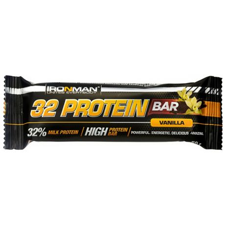 Батончик Ironman протеиновый 32 % Protein со вкусом ванили в тёмной глазури 50 г