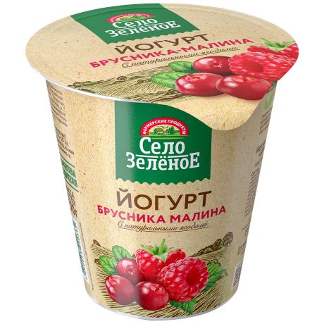 Йогурт Село Зеленое брусника-малина 3.5% 270 г