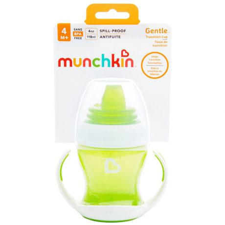 Поильник-Чашка Munchkin Обучающий Gentle С Ручками Зелёный от 4 месяцев 120 мл