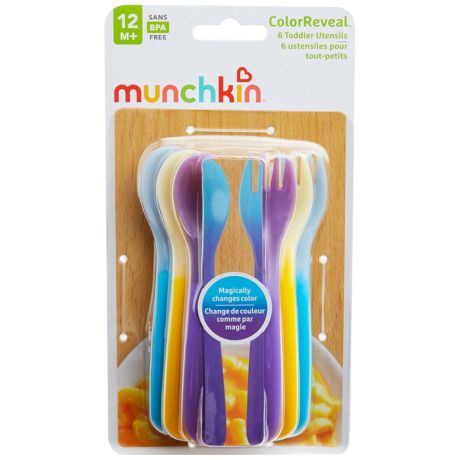 Набор Munchkin Термо Ложки, Вилки Пластиковые Colorreveal 6 штук от 12 месяцев