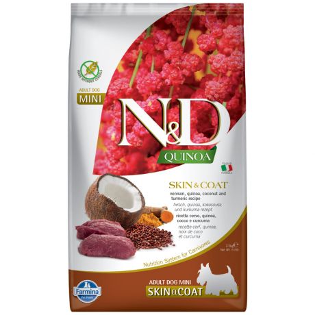 Корм сухой Farmina N&D Dog Quinoa с олениной и киноа для здоровья кожи и шерсти для собак мелких пород 2.5 кг