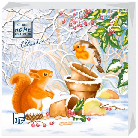 Салфетки бумажные Home Collection 3 слоя Новогодняя беседа 33х33 см 20 штук