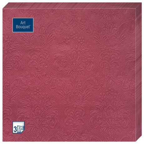 Салфетки бумажные Art Bouquet 3 слоя Барокко бордовый с тиснен 33х33 см 16 листов