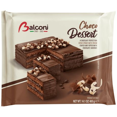 Торт Balconi бисквитный Шоко Десерт с какао начинкой и в какао-глазури 400 г