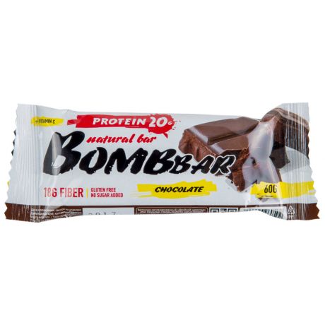 Батончик Bombbar протеиновый неглазированный Двойной шоколад 60 г