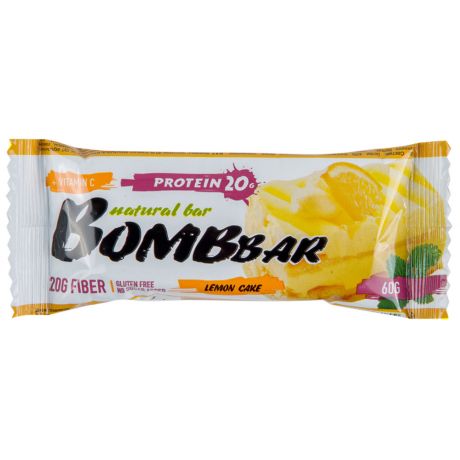 Батончик Bombbar протеиновый неглазированный Лимонный торт 60 г