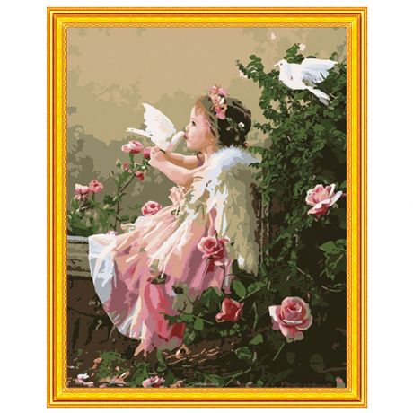 Набор для творчества Mazari Картина 2 в 1 Маленький Ангелок алмазная мозаика и раскрашивание по номерам 40х50 см