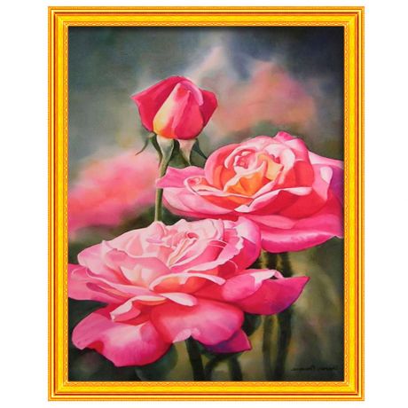 Набор для творчества Mazari Картина 2 в 1 Розы алмазная мозаика и раскрашивание по номерам 40х50 см