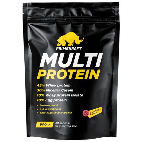 Протеин Prime Kraft Multi Protein многокомпонентный со вкусом Клубника-банан 900 г