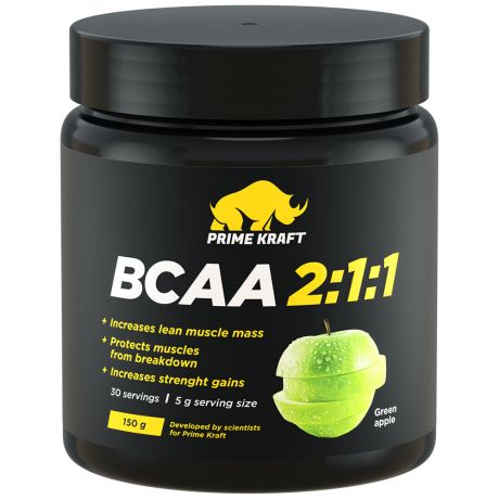 Комплекс Prime Kraft аминокислотный BCAA 2:1:1 со вкусом Зеленое яблоко 150 г