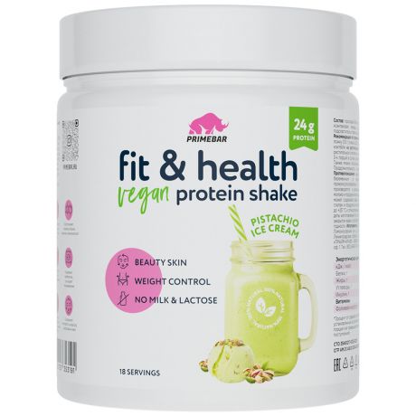 Протеин Primebar Fit & Health VEGAN Protein Shake Мультикомпонентный растительный со вкусом Фисташковое мороженое 500 г