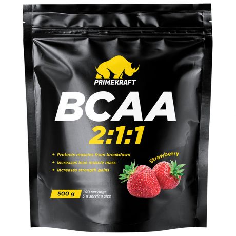 Комплекс Prime Kraft аминокислотный BCAA 2:1:1 со вкусом Клубника 500 г