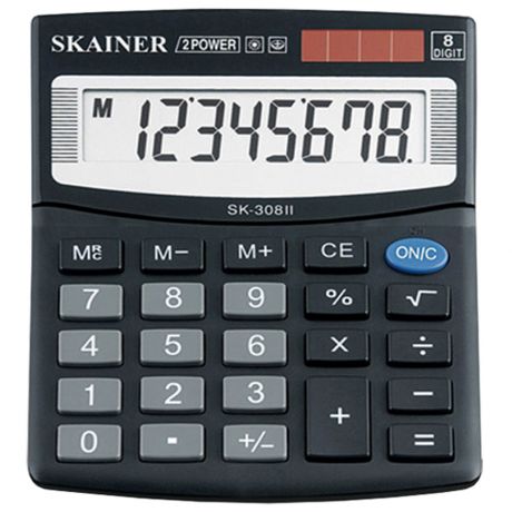 Калькулятор настольный Skainer маленький черный 100х124х32 мм