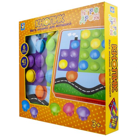Мозаика 1toy Игродом для малышей Кнопик 41 кнопка 6 трафаретов