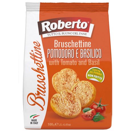 Хлебцы хрустящие Roberto Брускеттине со вкусом томатов и базилика 100 г