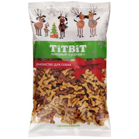 Лакомства для собак Titbit новогодняя коллекция бисквиты мясные косточки мини 120 г