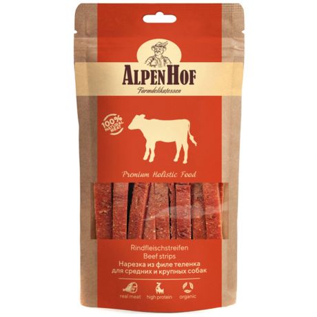 Лакомство AlpenHof нарезка из филе теленка для средних и крупных собак 80 г