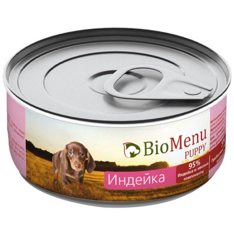 Корм влажный BioMenu Puppy 95%-Мясо с индейкой для щенков 100 г