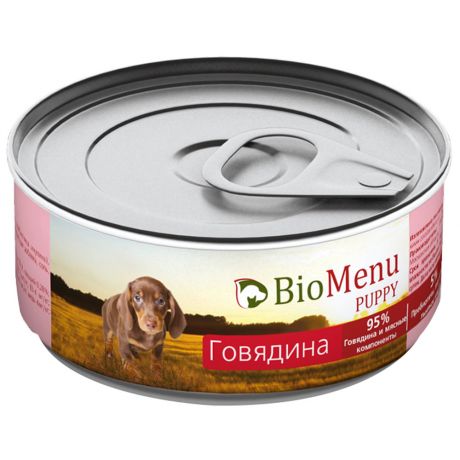 Корм влажный BioMenu Puppy 95%-Мясо с говядиной для щенков 100 г