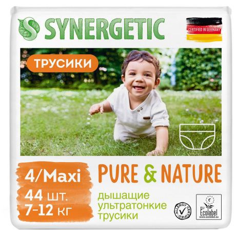 Подгузники-трусики Synergetic Pure&Nature 4 Maxi (7-12 кг, 44 штуки)