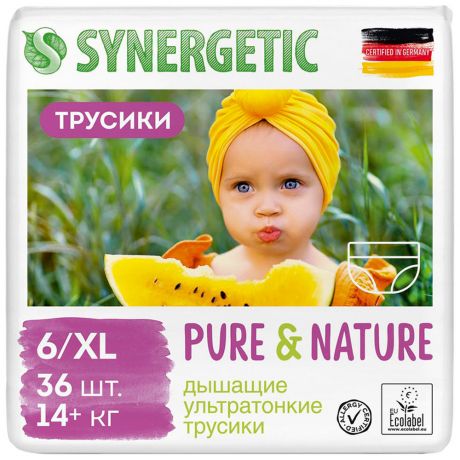 Подгузники-трусики Synergetic Pure&Nature 6 XL (14+ кг, 36 штук)