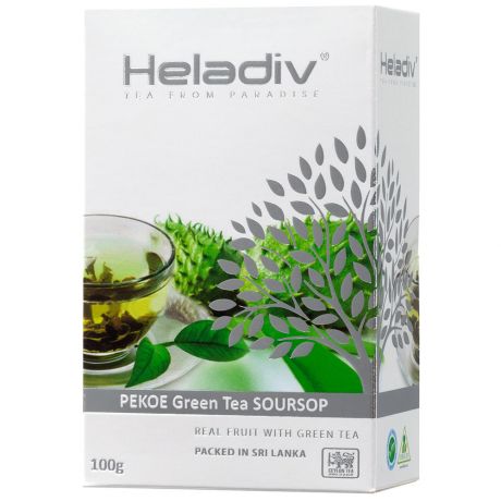 Чай Heladiv Pekoe Green Soursop зеленый крупнолистовой с натуральным ароматизатором и кусочками саусепа 100 г