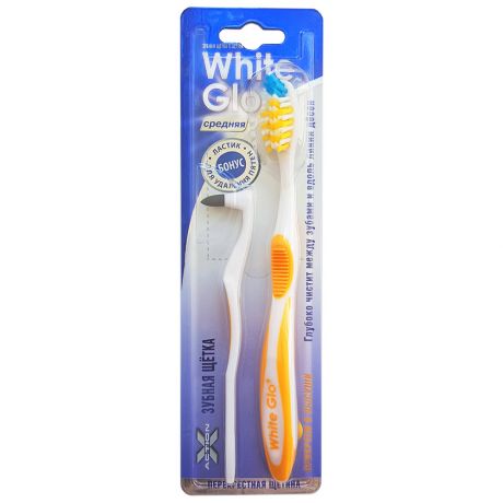 Зубная щетка White Glo Medium и ластик для удаления налета со средней жесткостью оранжевый