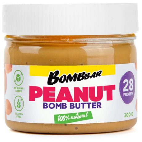 Паста Bombbar натуральная арахисовая Peanut bomb butter 300 г