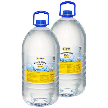 Вода родниковая питьевая Super негазированная 2 штуки по 6 л