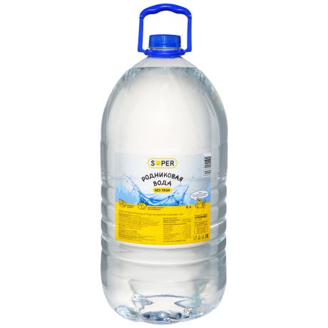 Вода родниковая питьевая Super негазированная 6 л