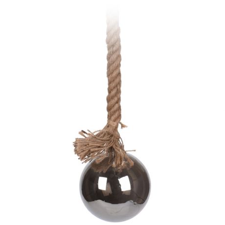 Светильник Koopman шар темно-серый диаметр 12 см 19 led на джутовой веревке